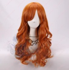 画像1: 高品質 実物撮影  ナミ 二年後 オレンジ ロングカール  風  コスプレウィッグ かつら cosplay wig 耐熱ウィッグ 専用ネット付 (1)